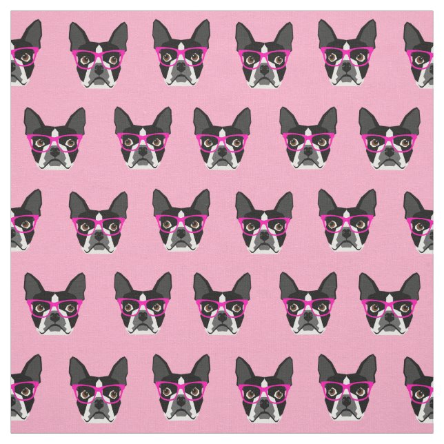 Lunettes de Boston Terrier - tissu rose (Échantillon)