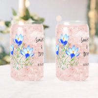 Lunettes de can en verre imprimées de crocus bleus