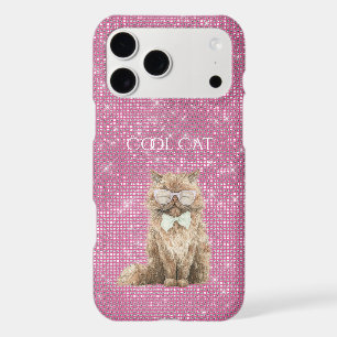 Lunettes de chat cool marron scintillement rose