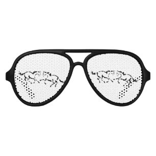 Lunettes De Fête Aviateur 2 chevaux de dessin au trait se réunissent à une