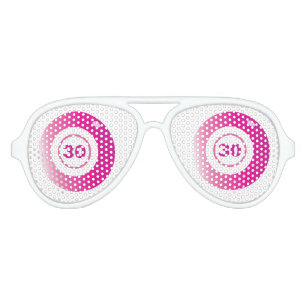 Lunettes De Fête Aviateur 30e anniversaire Bingo Balls rose blanc