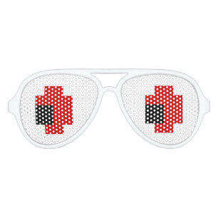 Lunettes De Fête Aviateur 8 bits Éffrayants yeux rouges