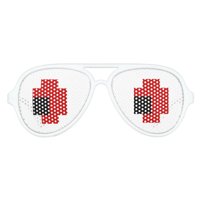 Lunettes De Fête Aviateur 8 bits Éffrayants yeux rouges (Devant)