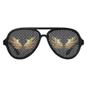 Lunettes De Fête Aviateur Ailes d'ange dorées sur fond noir