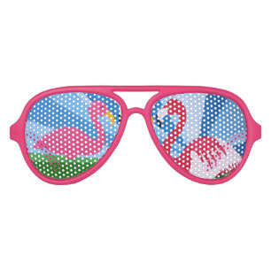 Lunettes De Fête Aviateur Amour Flamant rose
