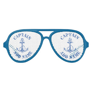 Lunettes De Fête Aviateur Ancrage de nom de capitaine personnalisé