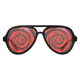Lunettes De Fête Aviateur Art hypnotique rouge et noir de remous