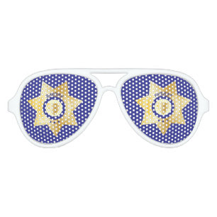 Lunettes De Fête Aviateur Badge Doré de Shérif Fête de l'Application de la L