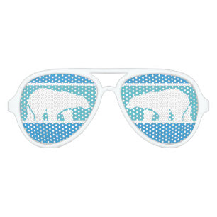 Lunettes De Fête Aviateur Bain d'ours blanc en verre