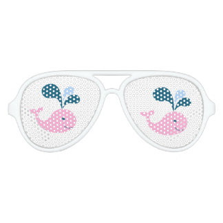 LUNETTES DE FÊTE AVIATEUR BALEINE. POISSON. ILLUSTRATION DE BALEINE ROSE CUI