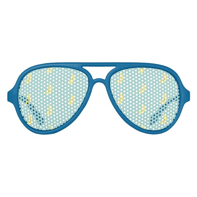 Lunettes De Fête Aviateur Banane jaune tirant bleu motif (Devant)
