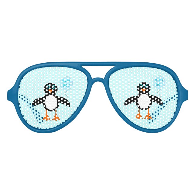 Lunettes De Fête Aviateur Bébé Bleu mignon Bébé Garçon Fête de pingouin Tons (Devant)