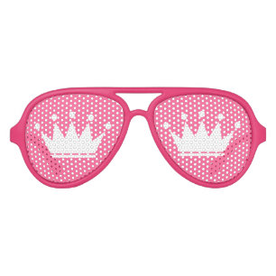 Lunettes De Fête Aviateur Bizarre teintes rose avec couronne princesse