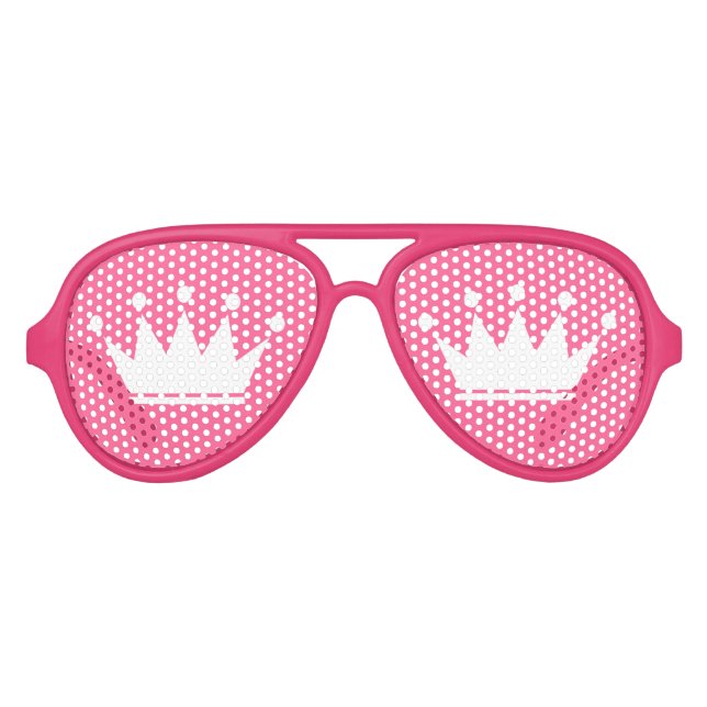 Lunettes De Fête Aviateur Bizarre teintes rose avec couronne princesse (Devant)
