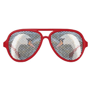 Lunettes De Fête Aviateur Blancs Retro Party Shades, Rouge