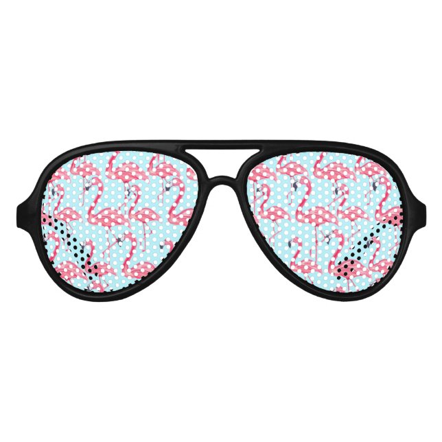 Lunettes De Fête Aviateur Bleu mignon rose Été Peint Flamingo Motif bleu (Devant)