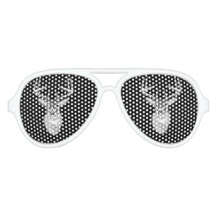 Lunettes De Fête Aviateur Buck on Black White Tail Deer