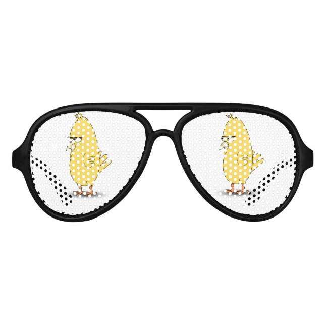 Lunettes De Fête Aviateur Caricature d'oiseau jaune (Devant)