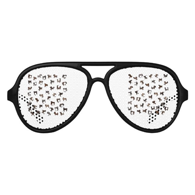 Lunettes De Fête Aviateur Carlin chien motif (Devant)