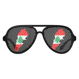Lunettes De Fête Aviateur Carte du Liban avec drapeau
