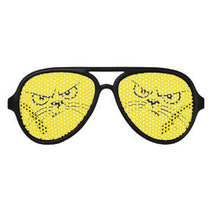 LUNETTES DE FÊTE AVIATEUR CAT D'EMOJI. EMOJI FÂCHÉ
