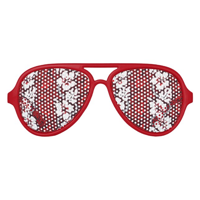 Lunettes De Fête Aviateur Chemise hawaïenne - Fleurs tropicales (Devant)