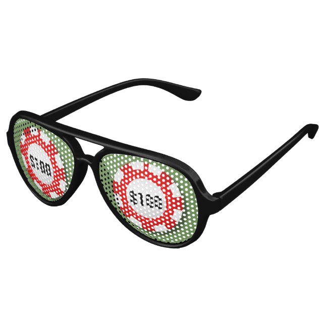 Lunettes De Fête Aviateur Chips de poker Casino (Angle)