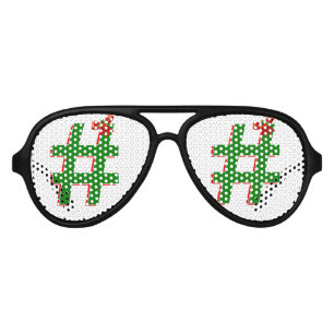 Lunettes De Fête Aviateur #Christmas #HASHTAG - Symbole de balise Hash
