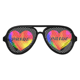 Lunettes De Fête Aviateur Coeur arc-en-ciel gay pride