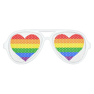 LUNETTES DE FÊTE AVIATEUR "COEUR D'ARC-EN-CIEL "