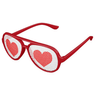Lunettes De Fête Aviateur Cœurs Rouges Vilains Drôles