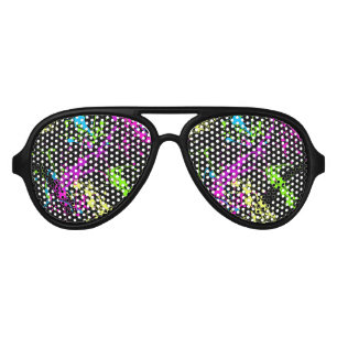 Lunettes De Fête Aviateur Cool Abstrait Retro Peinture Arc-en-ciel Splatter 