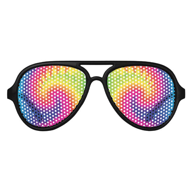 Lunettes De Fête Aviateur Cool Rainbow Tie Dye (Devant)