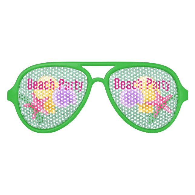 Lunettes De Fête Aviateur Coquillages couleur Beach Party Vert (Devant)
