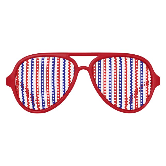 Lunettes De Fête Aviateur Couleurs de l'équipe de sport rouge, blanc et bleu (Devant)