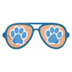 Lunettes De Fête Aviateur Couleurs d'Empreinte de patte orange et bleu