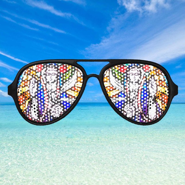Lunettes De Fête Aviateur Design en verre tendu avec la figure religieuse. (Créateur téléchargé)