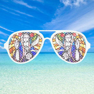 Lunettes De Fête Aviateur Design en verre tendu avec la figure religieuse. A