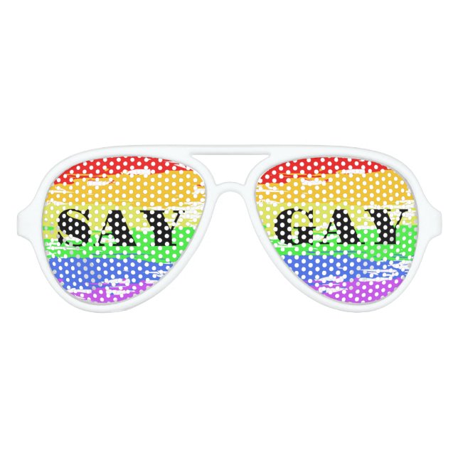 LUNETTES DE FÊTE AVIATEUR DIRE GAY RAINBOW SUNGLASSES (Devant)