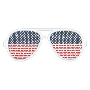 Lunettes De Fête Aviateur Drapeau américain blanc de Merica de ` et bleu