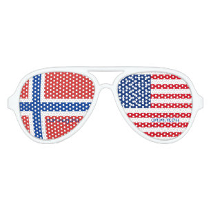 Lunettes De Fête Aviateur Drapeau américain norvégien