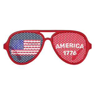 Lunettes De Fête Aviateur Drapeau Amérique 1776
