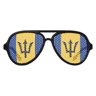Lunettes De Fête Aviateur Drapeau barbadien Bajan Caraïbes