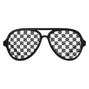 Lunettes De Fête Aviateur Drapeau Checkered
