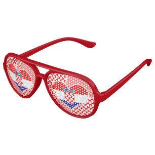 Lunettes De Fête Aviateur Drapeau Croate Avec Collage Coeur Chèques