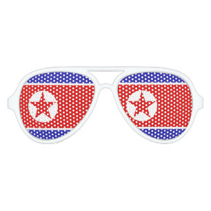 Lunettes De Fête Aviateur Drapeau de la Corée du Nord