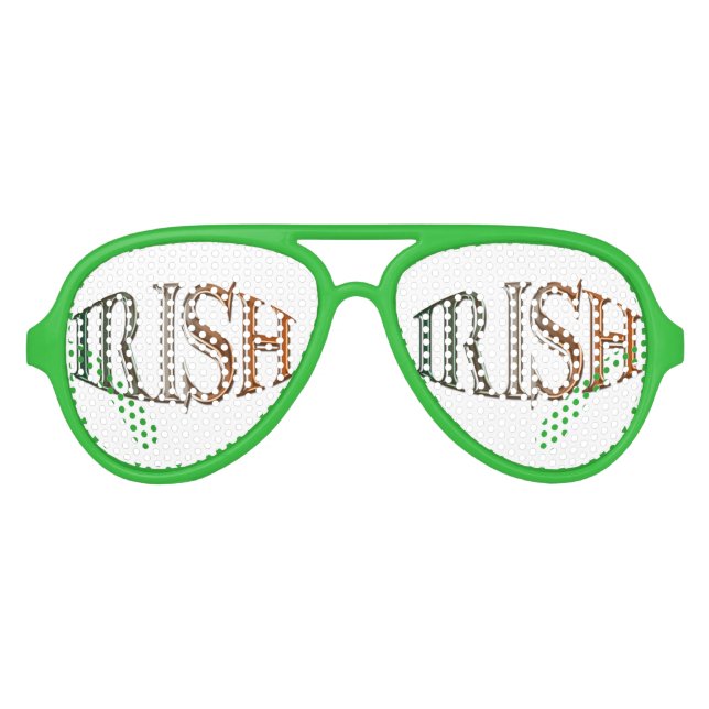 Lunettes De Fête Aviateur Drapeau de l'Irlande Texte pour les patriotes irla (Devant)
