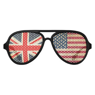 Lunettes De Fête Aviateur Drapeau du Royaume-Uni et drapeau des États-Unis