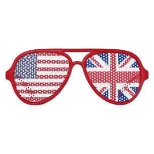 Lunettes De Fête Aviateur Drapeau Duo Du Royaume-Uni Et Des États-Unis