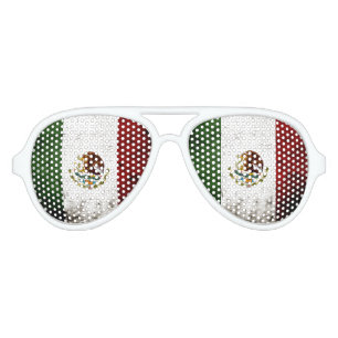 Lunettes De Fête Aviateur Drapeau grunge noir du Mexique